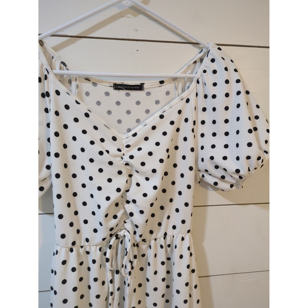 Caution to the wind polka dot Dress black and white tier boho classic fall
